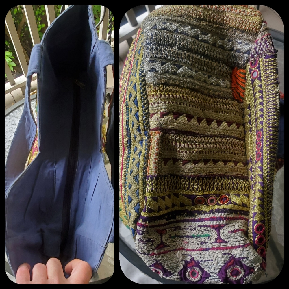 🌈 Artisan Banjara Boho Hippie Embroidered bag Handmade Patchwork Repurposed - Picture 14 of 16